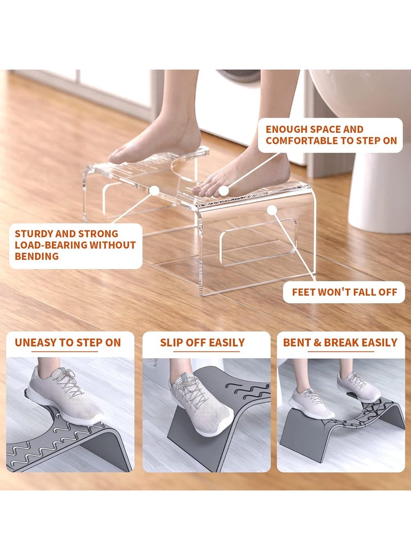 7 Inches Acrylic Toilet Stool, Clear Bathroom Stool for Adults, Modern Design Non-Slip Stool, Strong Load-Bearing, Blends Seamlessly Into Any Bathroom