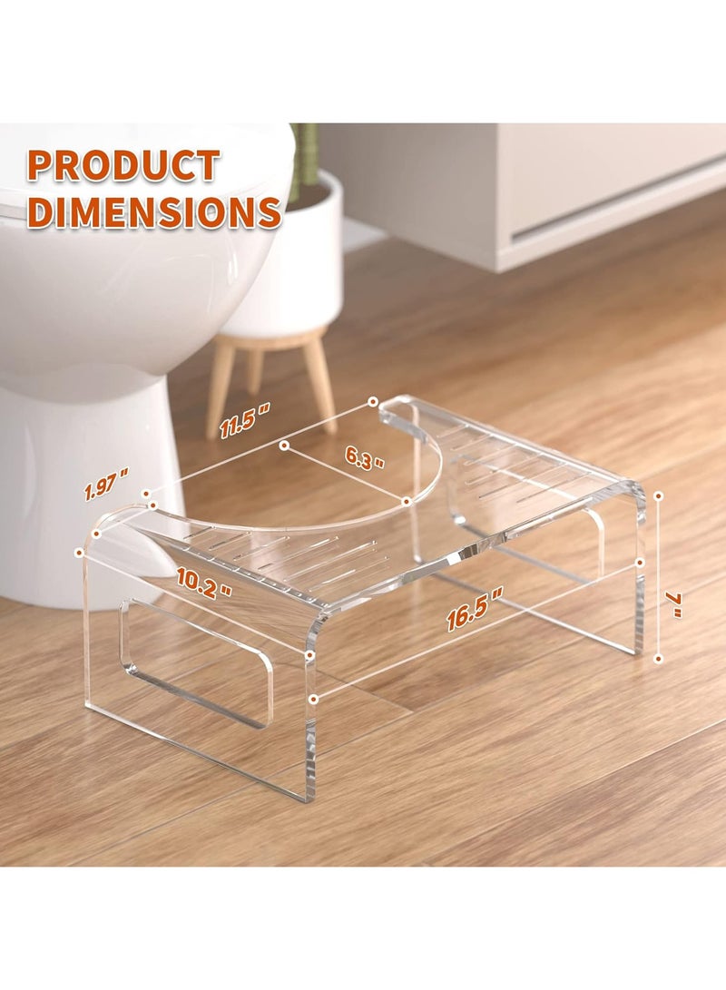 7 Inches Acrylic Toilet Stool, Clear Bathroom Stool for Adults, Modern Design Non-Slip Stool, Strong Load-Bearing, Blends Seamlessly Into Any Bathroom