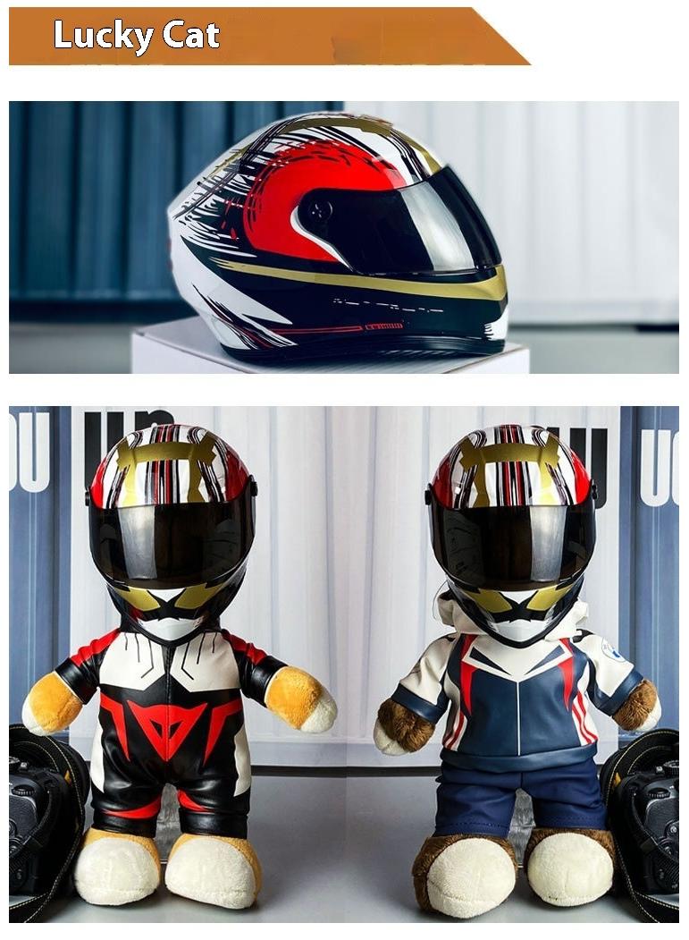 Mini Style Full Face Plush Toy Helmet Motorcycle Lover’s Small Racing Crash Helmet Souvenir Ornament Desk Decorator Motorsport Fans Gift 30cm