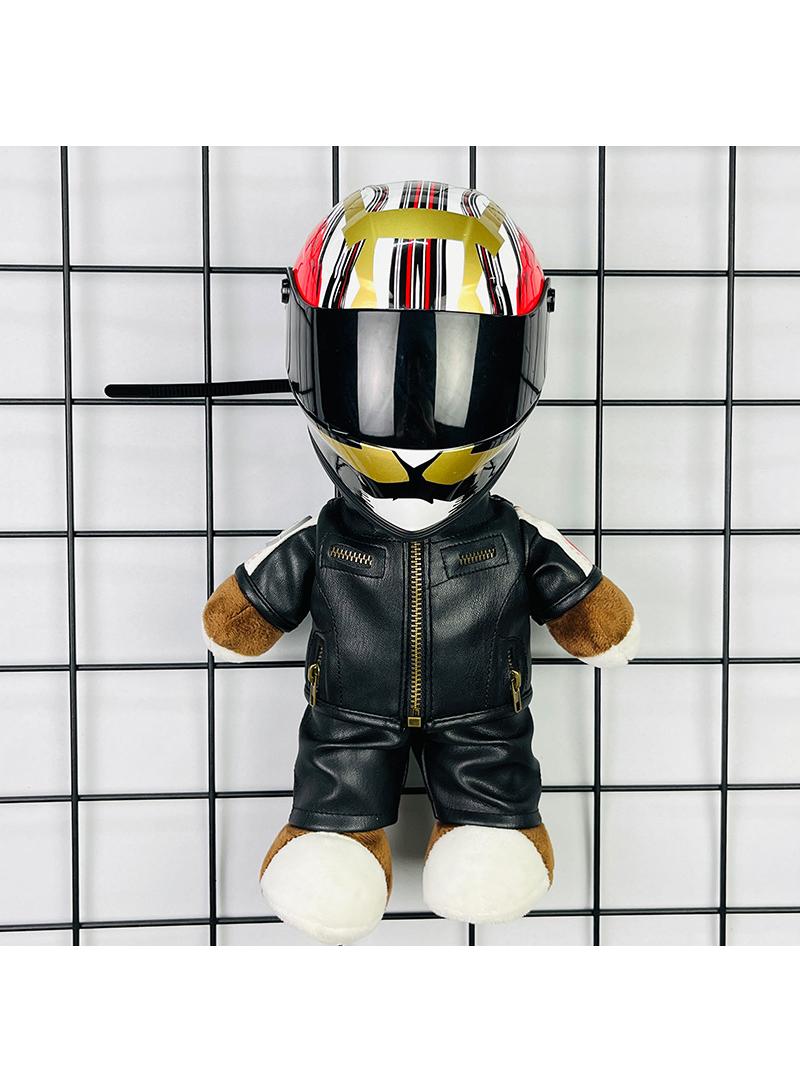 Mini Style Full Face Plush Toy Helmet Motorcycle Lover’s Small Racing Crash Helmet Souvenir Ornament Desk Decorator Motorsport Fans Gift 30cm