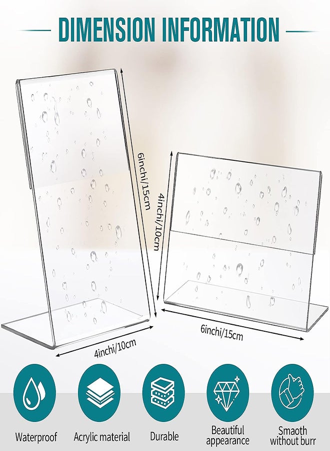 Acrylic Photo Frames 12Pcs Photo Acrylic Sign Holder Clear Flyer Display Stand Slant Back Picture for Home Office Restaurant Desk Photo Display 4x6