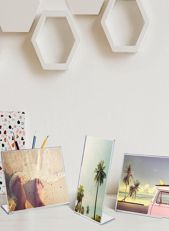 Acrylic Photo Frames 12Pcs Photo Acrylic Sign Holder Clear Flyer Display Stand Slant Back Picture for Home Office Restaurant Desk Photo Display 4x6