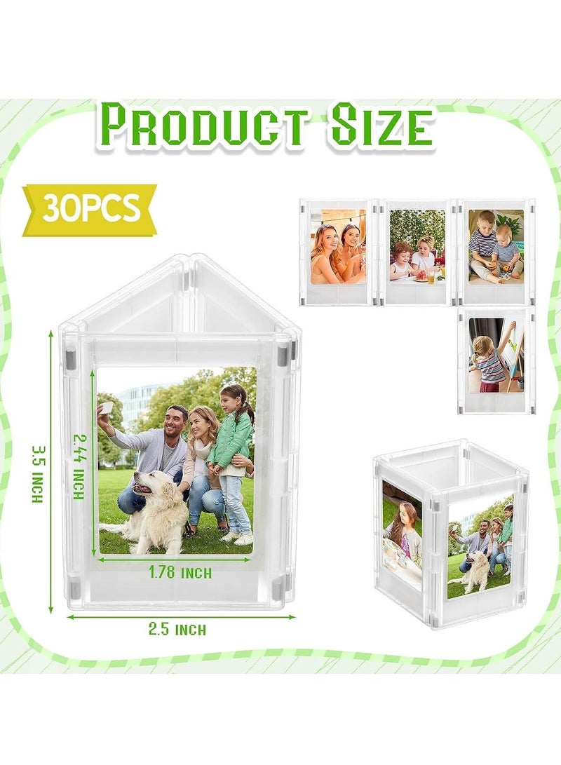 Magnetic Picture Frame Photo Creative Absorbable Magnetic Mini3 Storage Refrigerator Magnet Small Picture Holder Table Photo Frame Set Clear Photo Display Compatible with Fujifilm Instax Film 4PCS