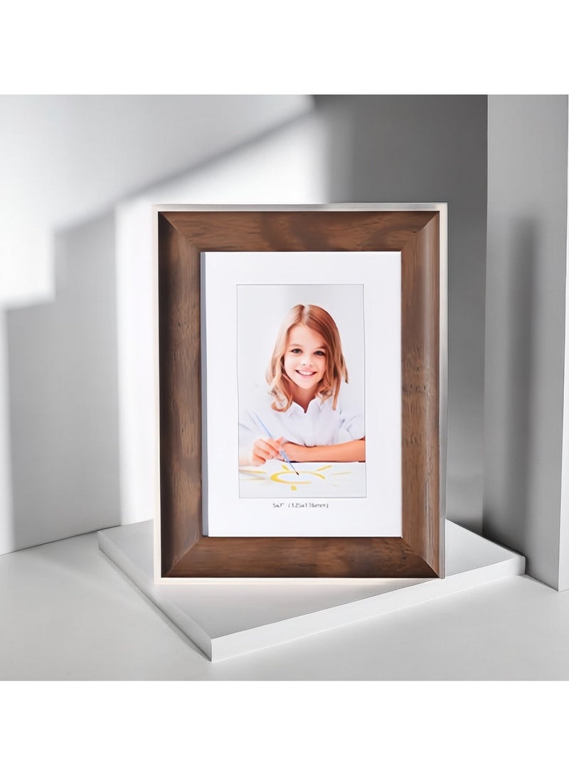 Pack of 2, A4 Photo Frame, Minimalist Rectangular Photo Picture Frame, 21x30centimeter, Walnut Color+ White Wood Grain