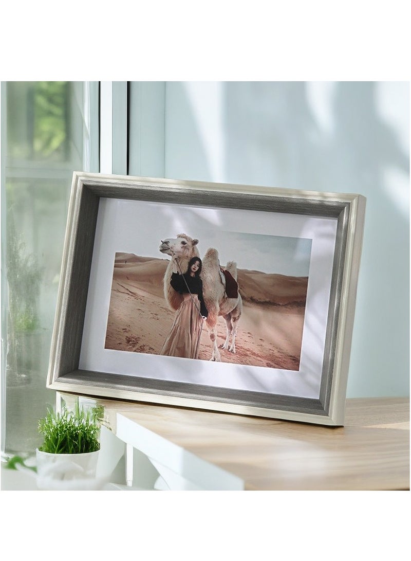 Pack of 2, A4 Photo Frame, Minimalist Rectangular Photo Picture Frame, 21x29.7centimeter, Grey+ White