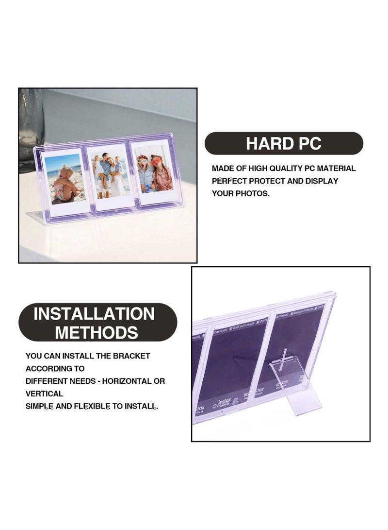 2x3 Mini Collage Picture Frame for Polaroid, 3 in 1 Colorful Frame for Instax Mini 3 inch Photos, Clear Mini Picture Frames for Desktop Tabletop Display Decoration