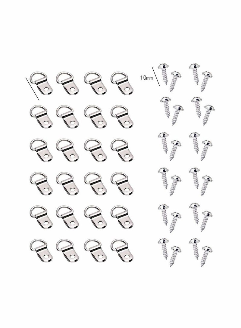 80 Pcs D Ring Picture Frame Hanging Hangers, Wall Bracket Hanger with Screws for or Photo Hanging, Easy to Install