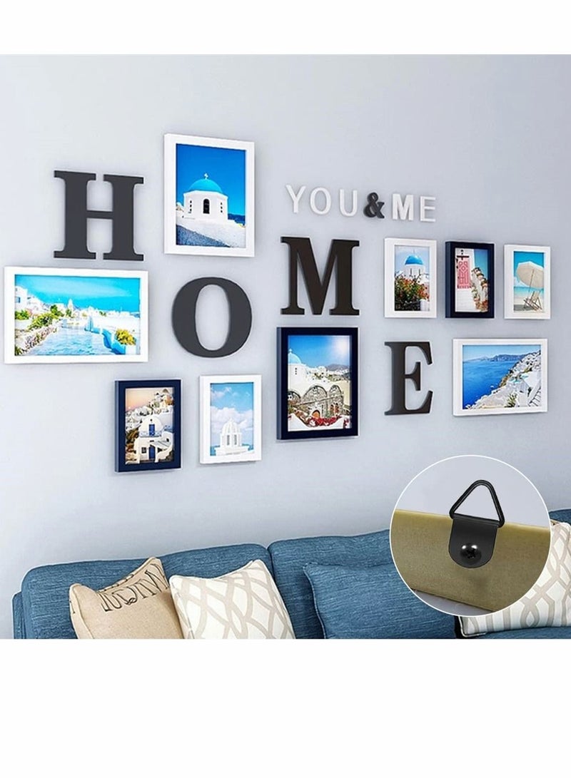 100 Pcs Picture Hooks Kit D Ring Frame Hanging Hangers Canvas Hook Wall Bracket Hanger with Screws for Mirrors, Hanging, Artwork, Hook, Black