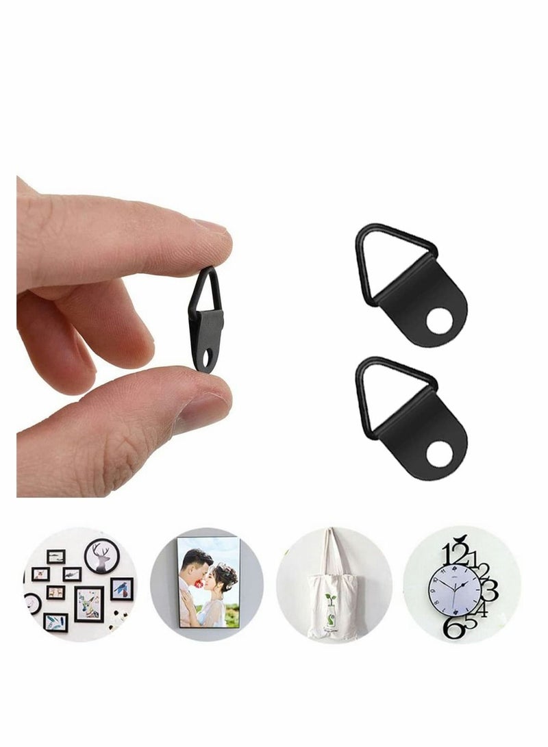 100 Pcs Picture Hooks Kit D Ring Frame Hanging Hangers Canvas Hook Wall Bracket Hanger with Screws for Mirrors, Hanging, Artwork, Hook, Black