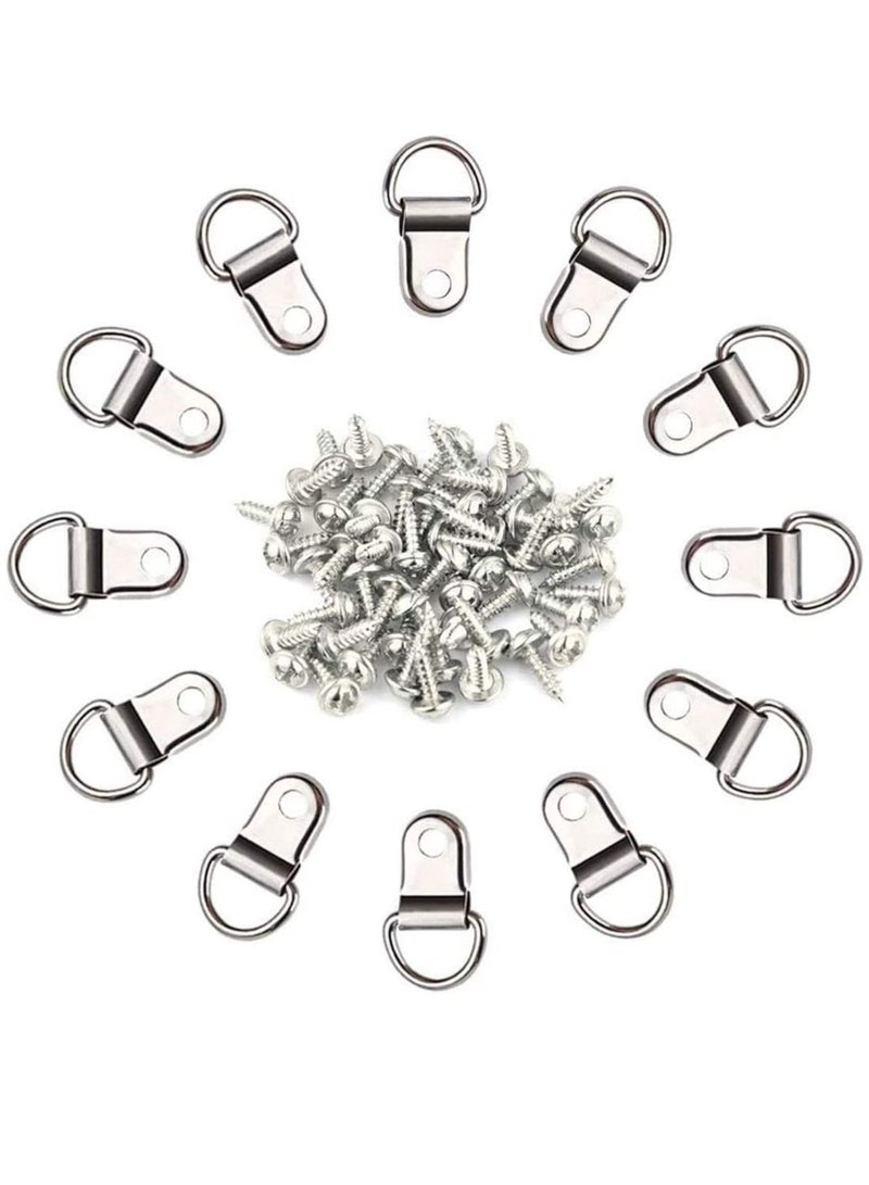 50 Pack D Ring Picture Frame Hanging Hangers with Screws for Hanging, Home Decoration, Artwork, Hook, Photos, Mirrors, Clock