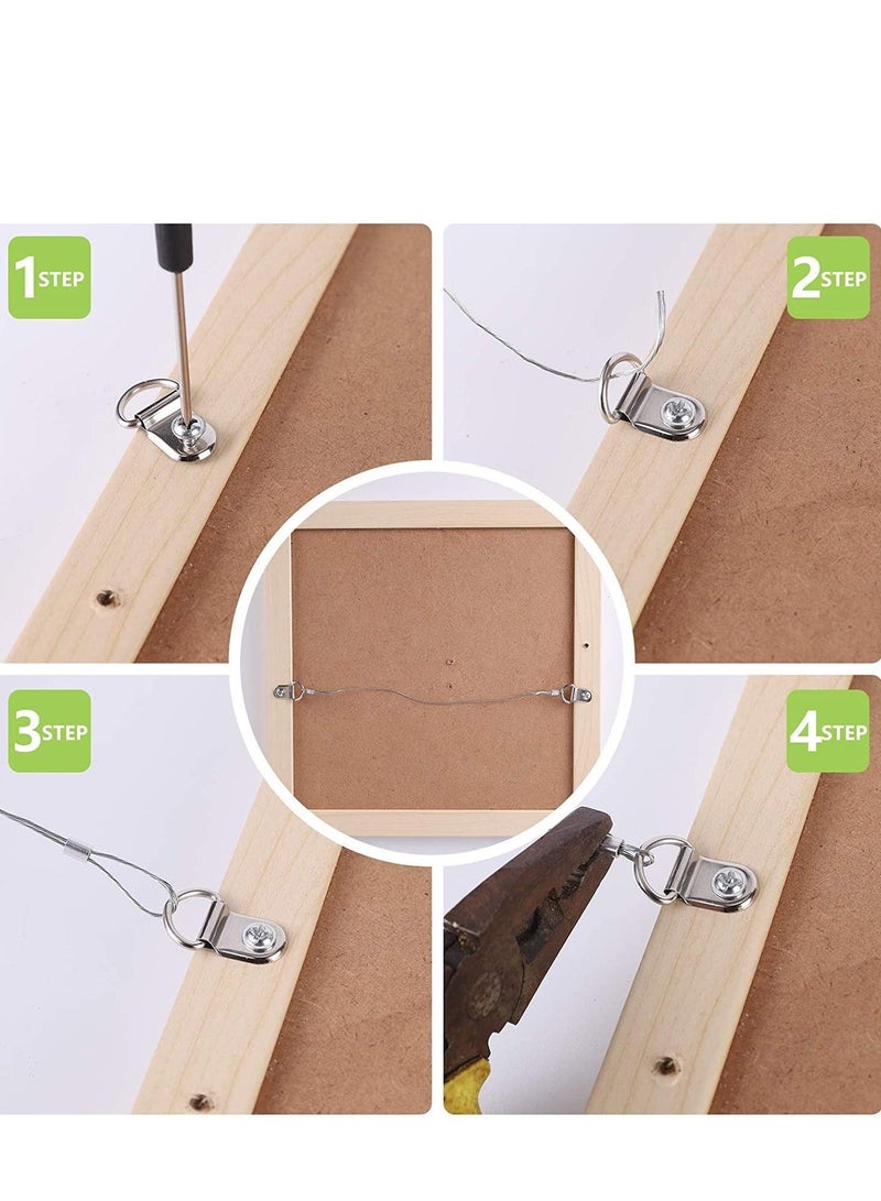 50 Pack D Ring Picture Frame Hanging Hangers with Screws for Hanging, Home Decoration, Artwork, Hook, Photos, Mirrors, Clock