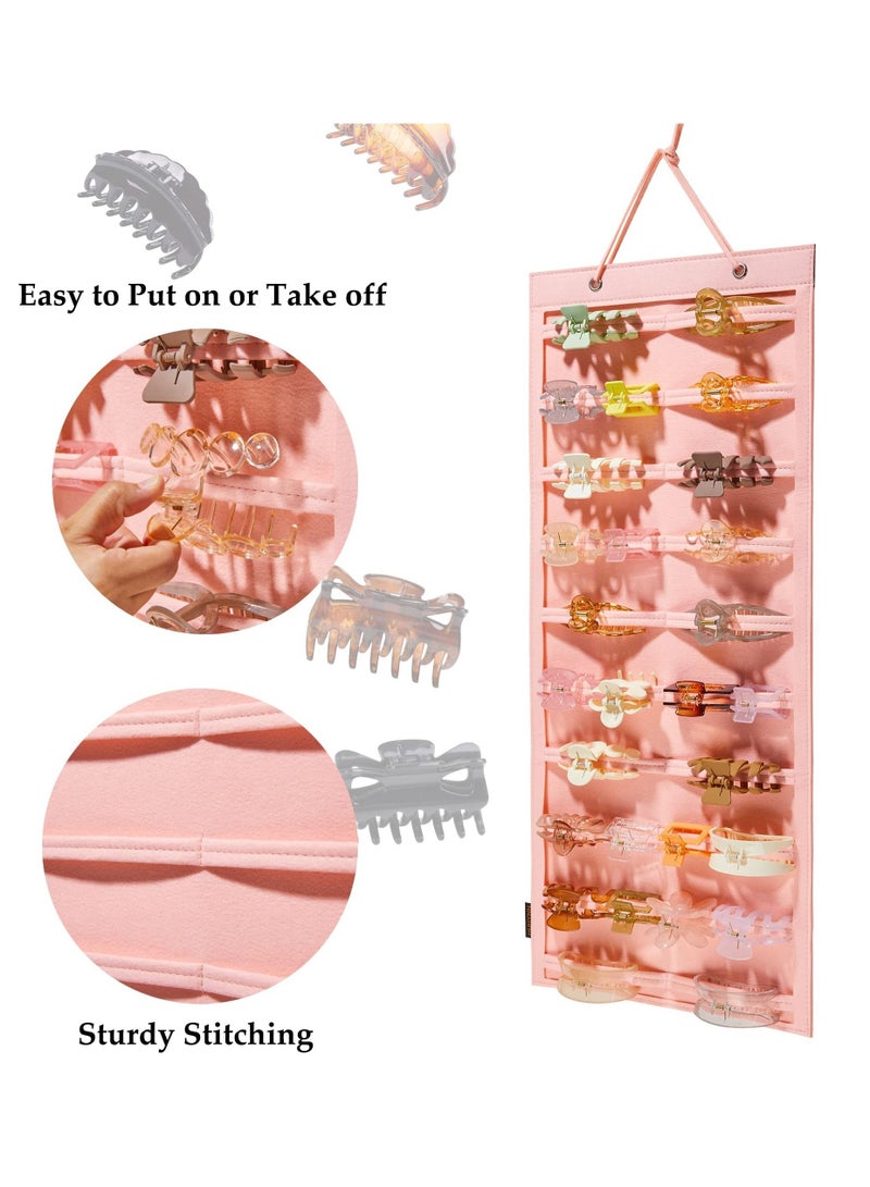 Hanging Claw Clip Organizer, Large Claw Clip Holder Organizer, Wall-Mount Hair Claw Stand Display Holder, Claw Clips Holder and Storage for Lady Women Teen Girls (Pink)