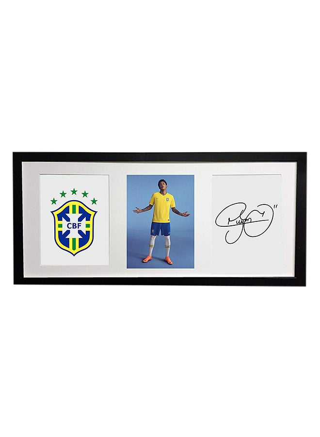 Neymar Brazil Autographed Framed Poster Multicolour