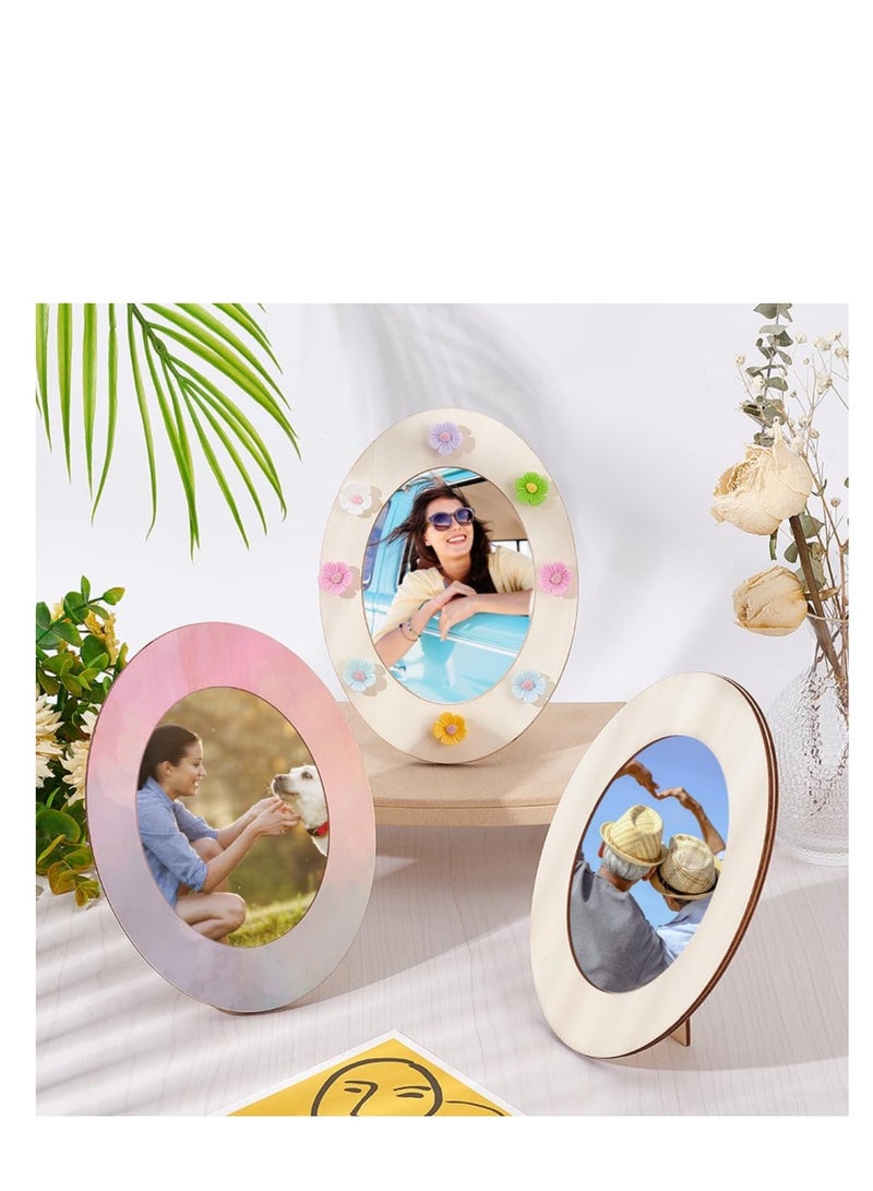 Tabletop Picture Frames,10 Pcs Elevate Memories with Wood Oval Tabletop Picture Frames  - 4.5x3inch Size for Wedding Decor and Home Display. Adjustable Frames for Personalized Festive Gifting