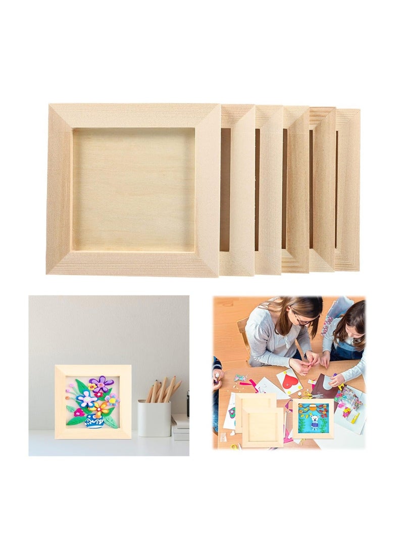 Wooden Picture Frames, Unleash Creativity with 6 DIY-Perfect 4.7x4.7 inch Unfinished Wood Photo Frames for Kids and Adults. Ideal for Arts, Crafts, and DIY Painting Projects