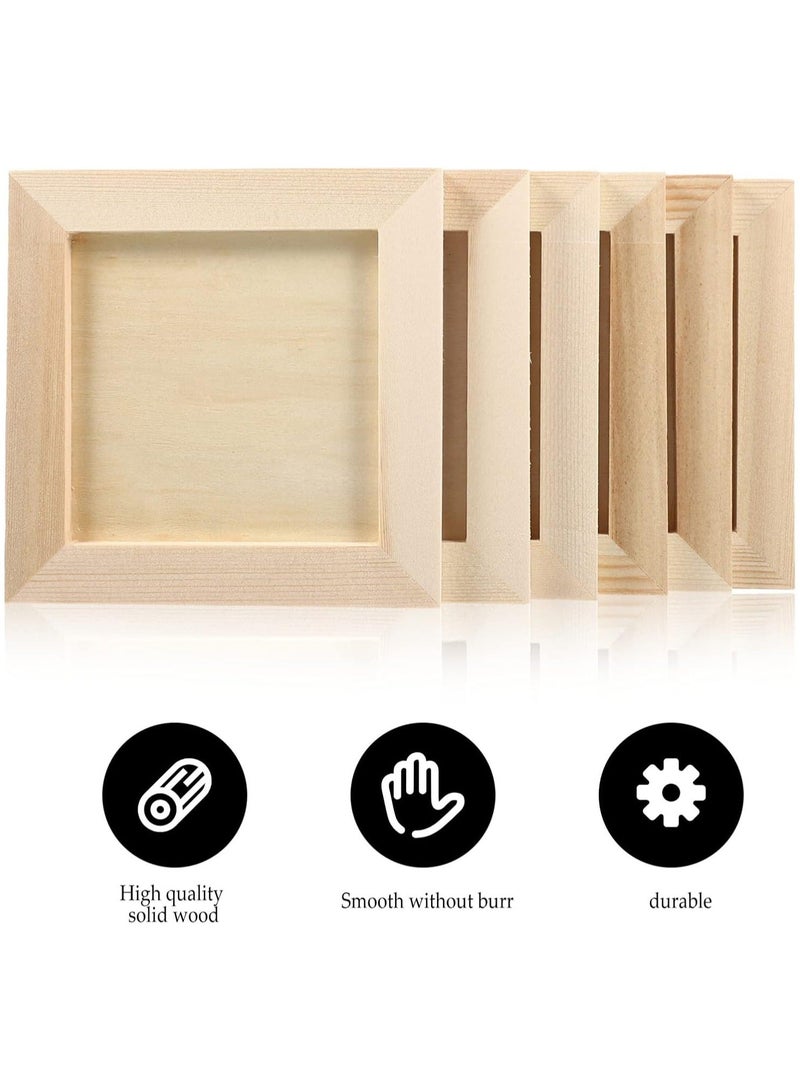 Wooden Picture Frames, Unleash Creativity with 6 DIY-Perfect 4.7x4.7 inch Unfinished Wood Photo Frames for Kids and Adults. Ideal for Arts, Crafts, and DIY Painting Projects