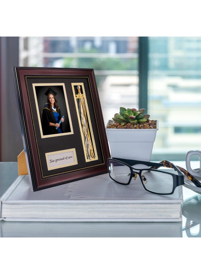 11x14 Inch Certificate Document Frame with Black Gold Double Mat for 8.5x11 Inch Picture Real Glass