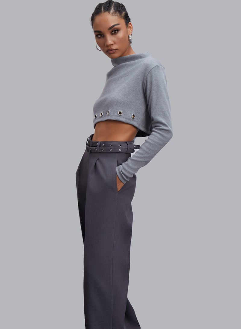 CAOSTU • GRAY WIN WOMEN'S WIDE-TUBE PANTS