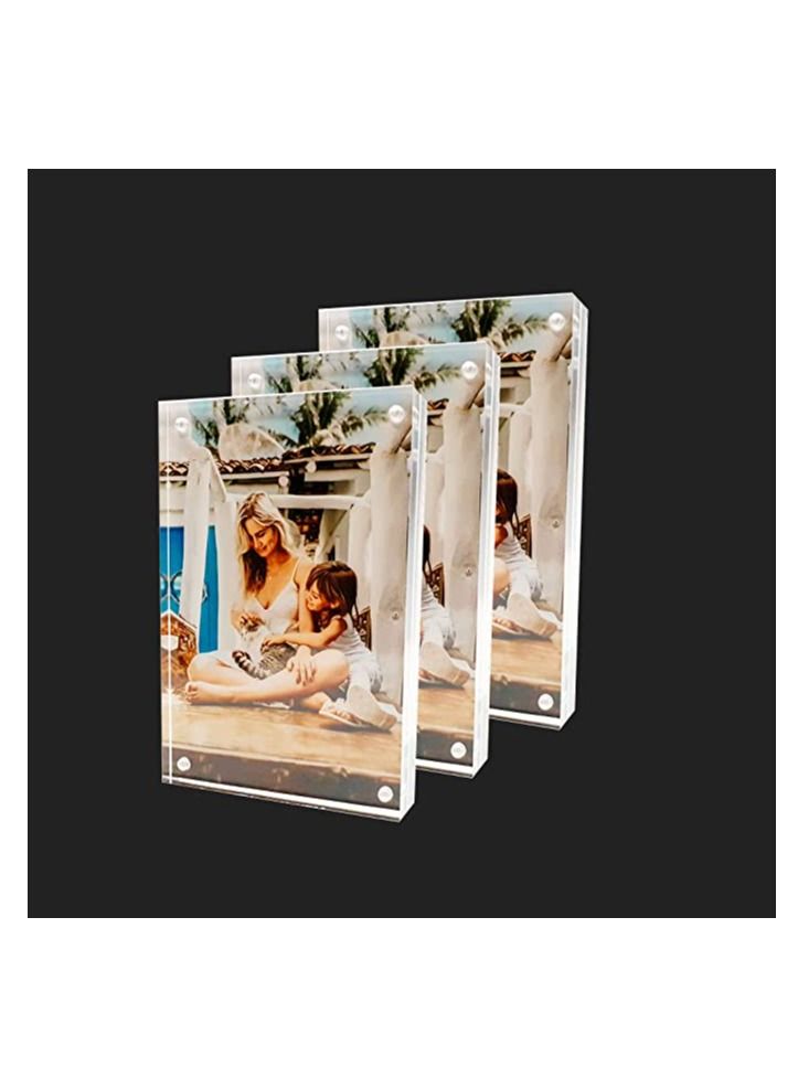 Creative Planet 4R Acrylic Photo Frame. An elegant picture frame of high clarity modern stylish & transparent organize and protect your photos great gift for birthday girlfriend (Pack of 3)