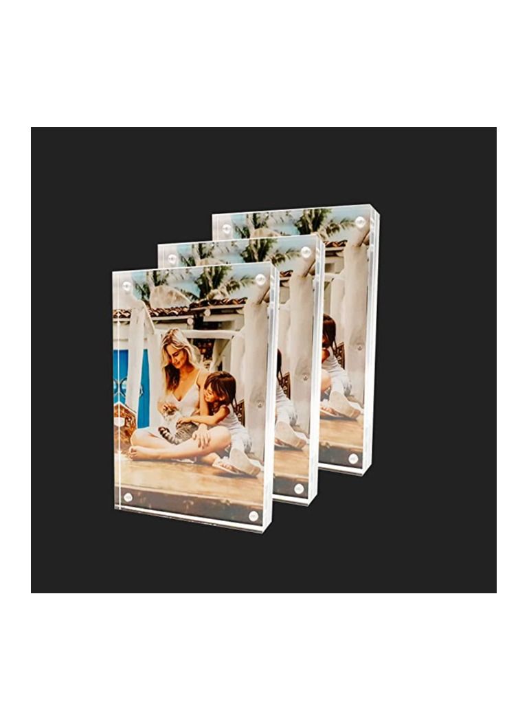 Creative Planet 5R Acrylic photo frame an elegant picture frame of high clarity modern stylish & transparent organize and protect our photos, great gift for birthday (Pack of 3)