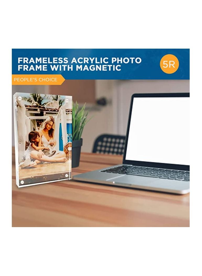 Creative Planet 5R Acrylic photo frame an elegant picture frame of high clarity modern stylish & transparent organize and protect our photos, great gift for birthday (Pack of 3)