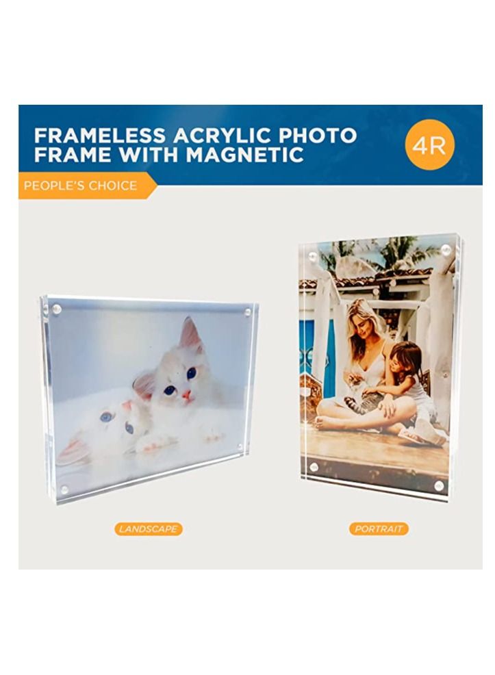 Creative Planet 4R Acrylic Photo Frame. An Elegant Picture Frame of High Clarity, Modern Stylish & Transparent. Organize and Protect Your Photos, Great Gift for Birthday, Girlfriend, Husband, Wife.