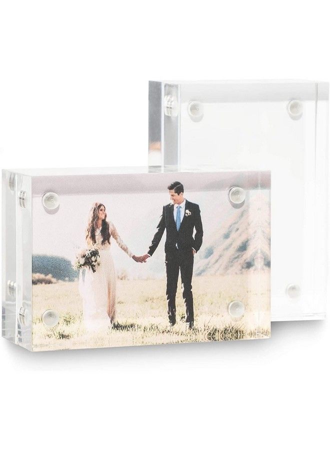 2 Pack Acrylic Picture Frames 2X3 Mini Wallet Size For Photos Tabletop Desktop