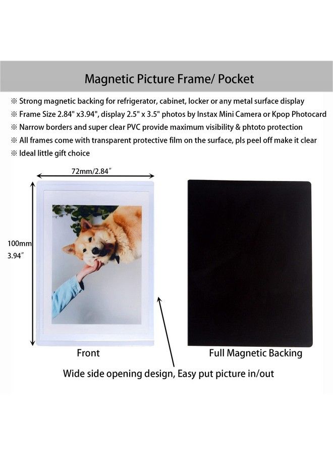 Magnetic Polaroid Picture Frame 2.5 X 3.5” Instax Mini Photo Frame For Fridge Photo Magnets For Refrigerator Polaroid Frame For Photos Photo Sleeve Pocket Wallet Size Picture Frame 10 Pack