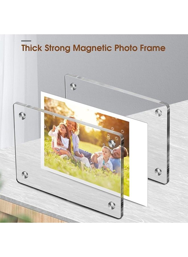 [4 Pack] Acrylic Magnetic Photo Frame For 3Inch Film Double Sided Fridge Picture Frame For Fujifilm Instax Mini 11 12 Evo 40 Mini Link 2 Printer Film Polaroid Instant Film Clear