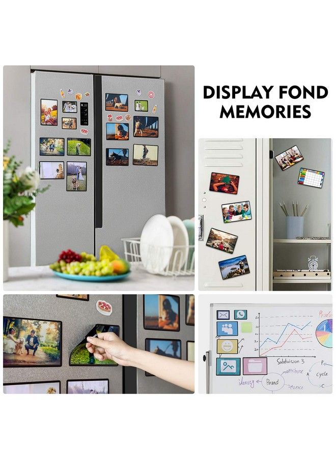 Pack Of 15 Magnetic Picture Frame With Clear Pocket 4 X 6 Inches Refrigerator Photo Holder For Fridge Office Cabinet Locker Black