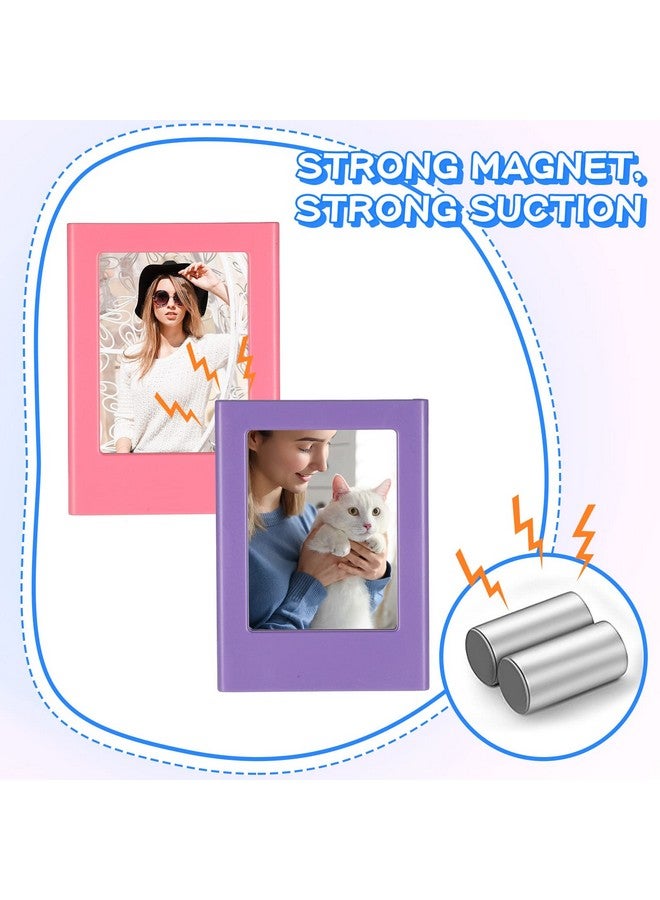 6 Packs Magnetic Photo Picture Frame Refrigerator Magnets Holds 3.5 X 2.6 Inch Colorful Mini Table Picture Frames Fridge Magnetic Photo Frames Compatible With Fujifilm Instax Small Polaroid