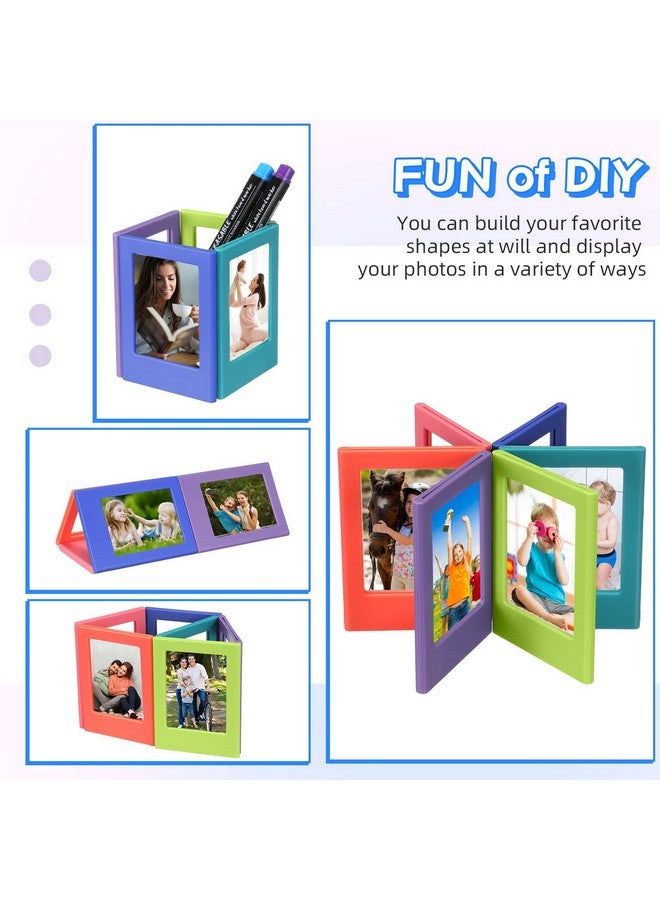 6 Packs Magnetic Photo Picture Frame Refrigerator Magnets Holds 3.5 X 2.6 Inch Colorful Mini Table Picture Frames Fridge Magnetic Photo Frames Compatible With Fujifilm Instax Small Polaroid