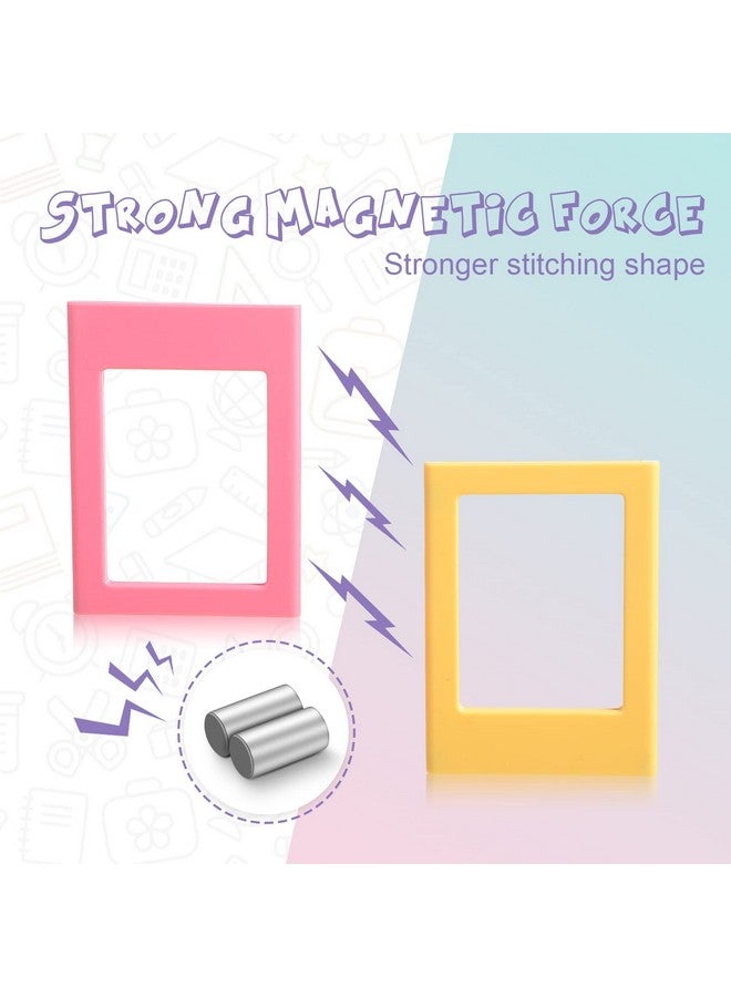 20 Packs Magnetic Photo Picture Frame Cute Mini Table Photo Frame Holder 3 Inches Plastic Colorful Photo Display Compatible With Fujifilm Instax For Fridge Refrigerator Office