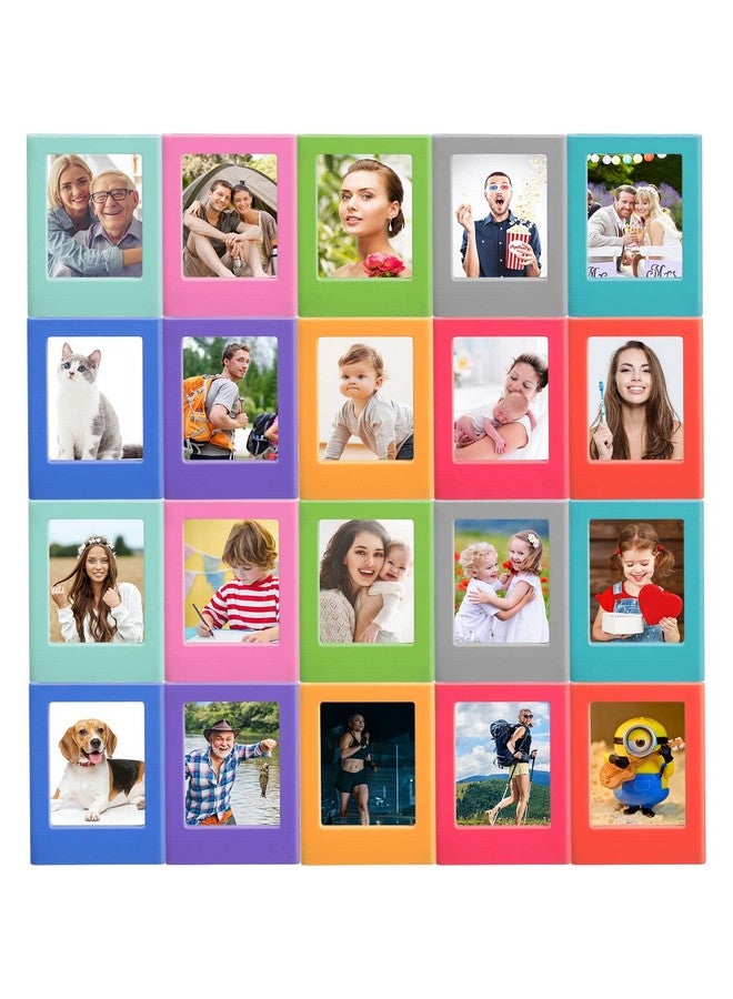 20 Packs Magnetic Photo Picture Frame Cute Mini Table Photo Frame Holder 3 Inches Plastic Colorful Photo Display Compatible With Fujifilm Instax For Fridge Refrigerator Office