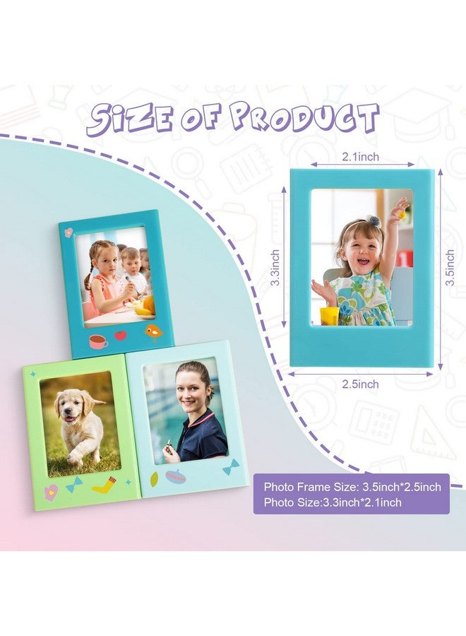 20 Packs Magnetic Photo Picture Frame Cute Mini Table Photo Frame Holder 3 Inches Plastic Colorful Photo Display Compatible With Fujifilm Instax For Fridge Refrigerator Office