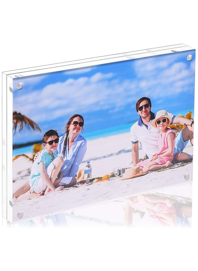 Acrylic Picture Frame, Clear Double Sided Magnetic Picture Frameless Desktop Display Photo Frame with Stand Best Gift for Family, Baby, Friend 6 x 8