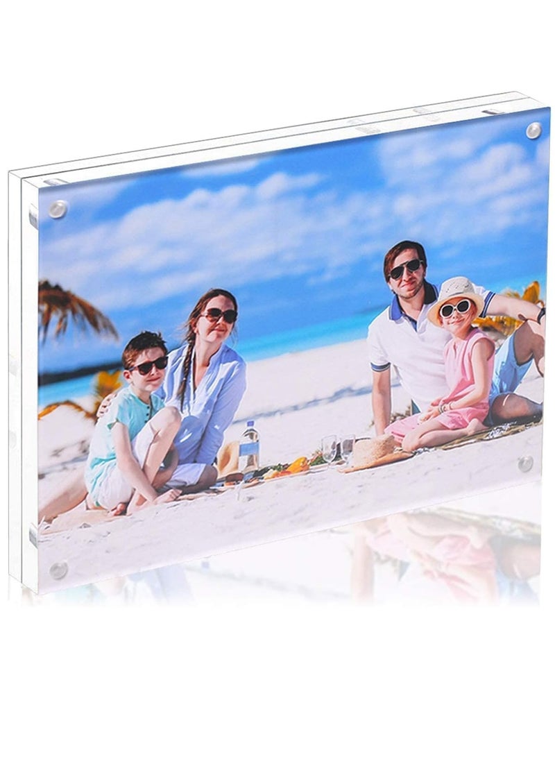 Acrylic Picture Frame, Clear Double Sided Magnetic Picture Frameless Desktop Display Photo Frame with Stand Best Gift for Family, Baby, Friend 4 x 6