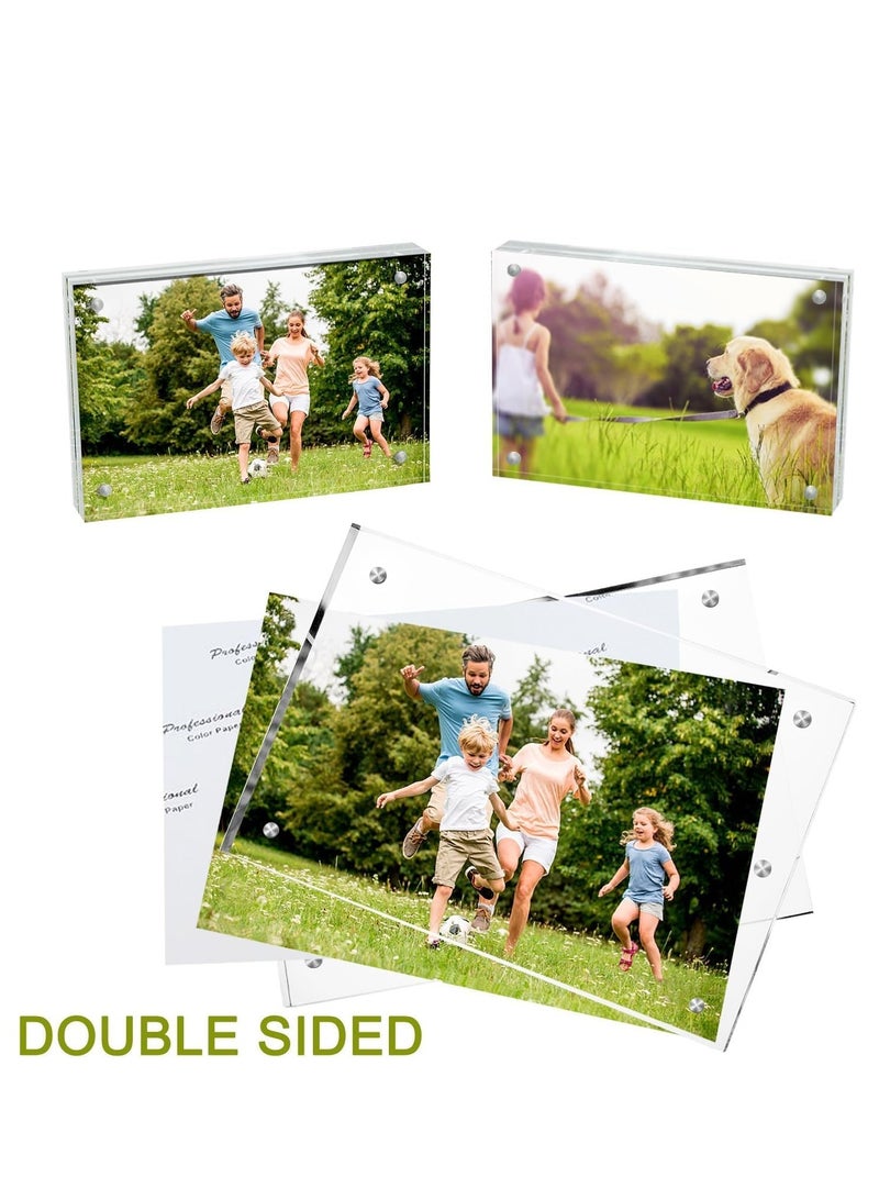 Acrylic Picture Frame, Clear Double Sided Magnetic Picture Frameless Desktop Display Photo Frame with Stand Best Gift for Family, Baby, Friend 4 x 6