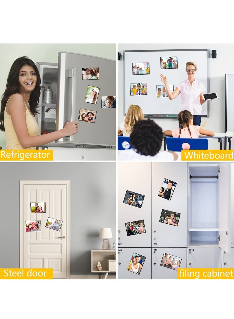 Picture Frames for Refrigerator - 4x6 Inches of Black Magnetic Photo Frames with the Plastic Sleeves, Pockets for Your Pictures, Use it on a Fridge, Locker, Cabinet or Dishwasher (15 Units)