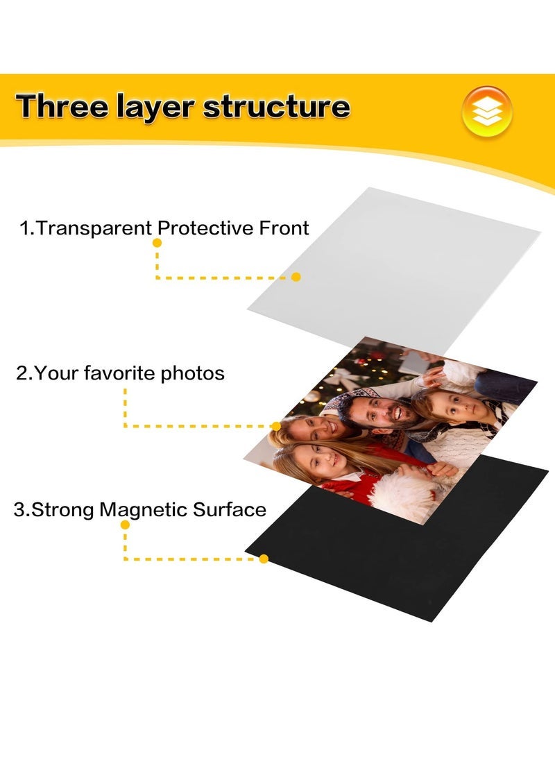 Picture Frames for Refrigerator - 4x6 Inches of Black Magnetic Photo Frames with the Plastic Sleeves, Pockets for Your Pictures, Use it on a Fridge, Locker, Cabinet or Dishwasher (15 Units)