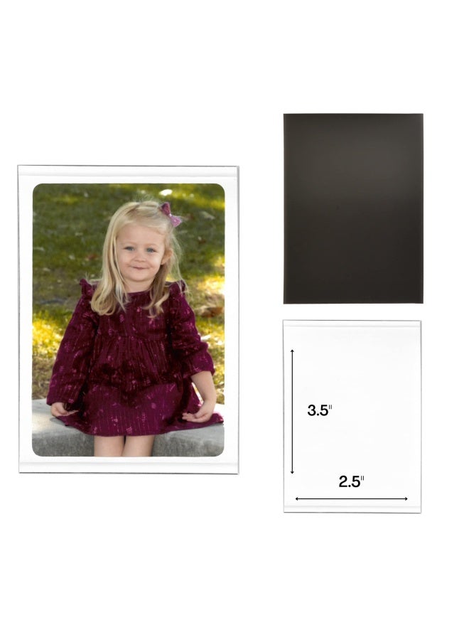 Magtech Magnetic Photo Pocket Picture Frame, White, Holds 2.5 X 3.5 Inches Photos, 10 Pack