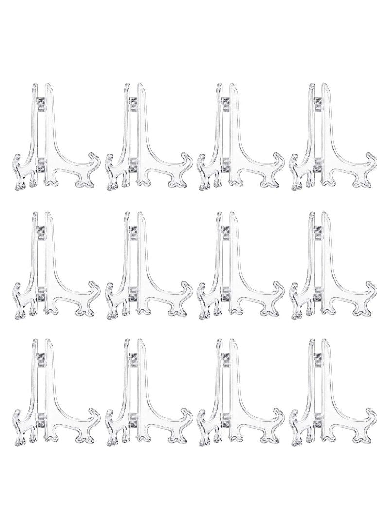 12 Pieces 7 Inches Plastic Easel Stands Plate Holders Picture Stand Clear for Display Frame Collectibles Desktop Party Home Decoration