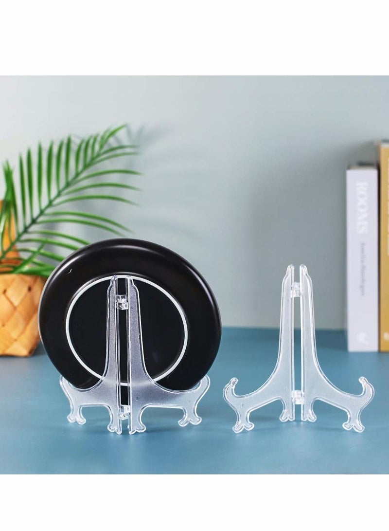 12 Pieces 7 Inches Plastic Easel Stands Plate Holders Picture Stand Clear for Display Frame Collectibles Desktop Party Home Decoration