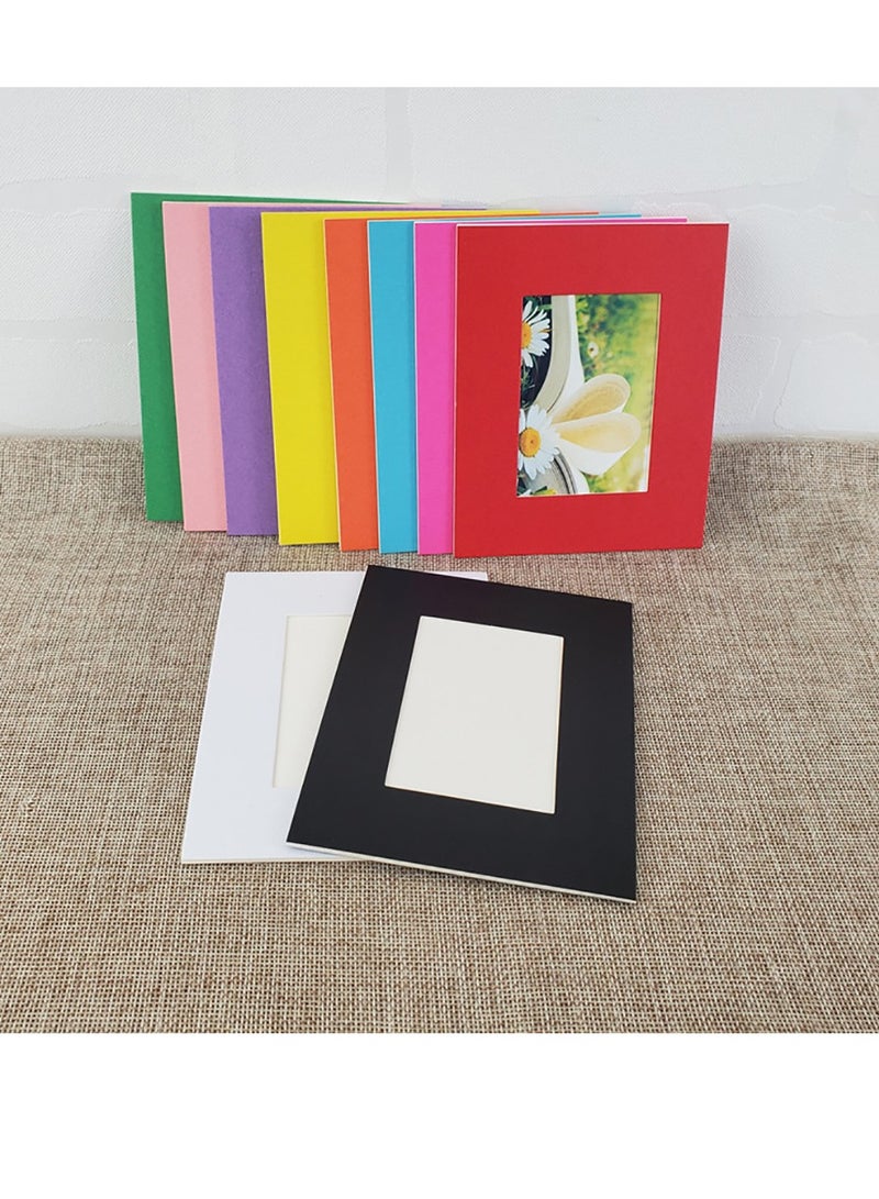 Cardboard Photo Frame 10 Pack with Self Adhesive Tape Wall Decorative Picture Album (3.5 x 5 inch) Multicolor