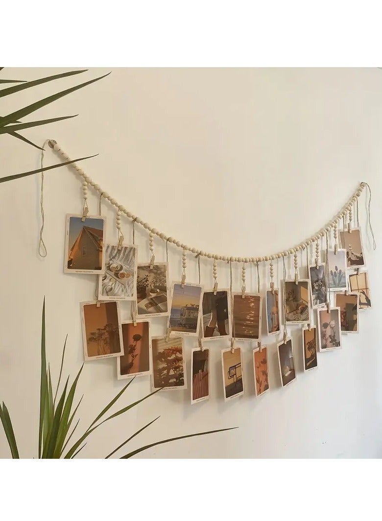 Hanging Photo Frame With 22 Clips, Bead Decor Hanging Frame Clip For Dorm, Classroom, Bedroom, Home Decoration