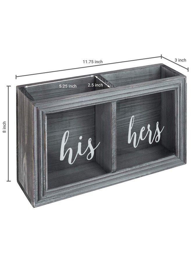 Wall Mounted Vintage Gray Wood Shadow Box Wine Cork And Beer Cap Holder With His And Hers Word Design On Premium Clear Acrylic Panels