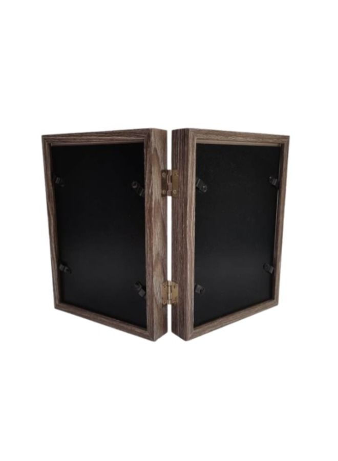 Foldable Wooden Photo Frame:Versatile Display Solution for Cherished Memories (2 photos) (Grey)