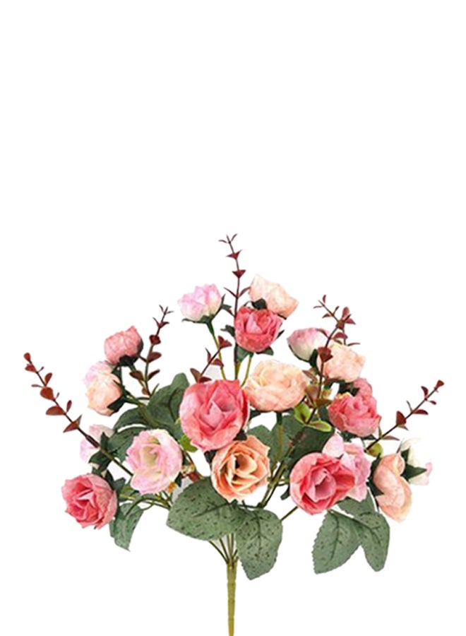 21 Heads Artificial Wedding Flower Bouquet Pink/Green 32cm