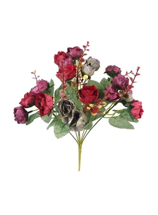 21 Heads Artificial Wedding Flower Bouquet Red/Yellow/Green 32cm