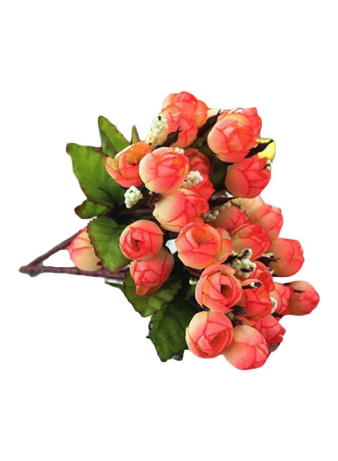 15 Sweet Artificial Rosebud Flower Bouquet Red/Green 24cm